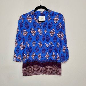 Anthropologie Maeve Woodland Walk Blue Blouse